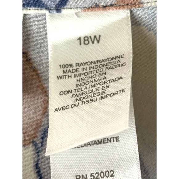 Boho Retro Cottage Career Liz Claiborne Woman Rayon Tunic Blouse, Women's 18W - Picture 9 of 9